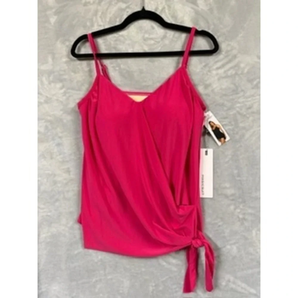 NWT Magicsuit Tankini Swim Top Womens Pink Surplice Side Tie Wrap 10 $128